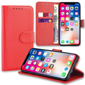 Apple iPhone Xs / X Leather Flip Wallet Case Cover