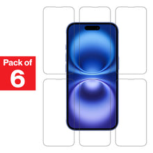 Load image into Gallery viewer, For Apple iPhone 15 / 16 Tempered Glass Screen Protector Pack of 6
