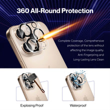 Load image into Gallery viewer, 5-Pack Camera Lens Protector for iPhone 16 Pro (6.3-Inch) &amp; iPhone 16 Pro Max (6.9-Inch), 9H Tempered Glass
